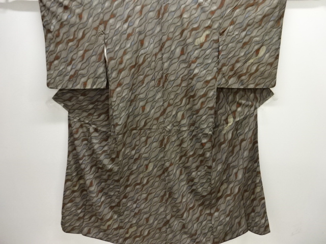 JAPANESE KIMONO / SILK / TAISHO ROMAN STYLE / WOVEN DIAGONAL WAVY STRIPE